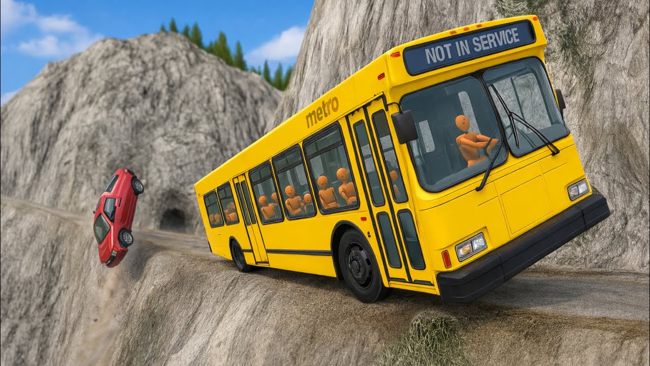 BeamNG.drive | Bus on Cliff of Death😱🔥 #173 - High-Risk Ride ❕