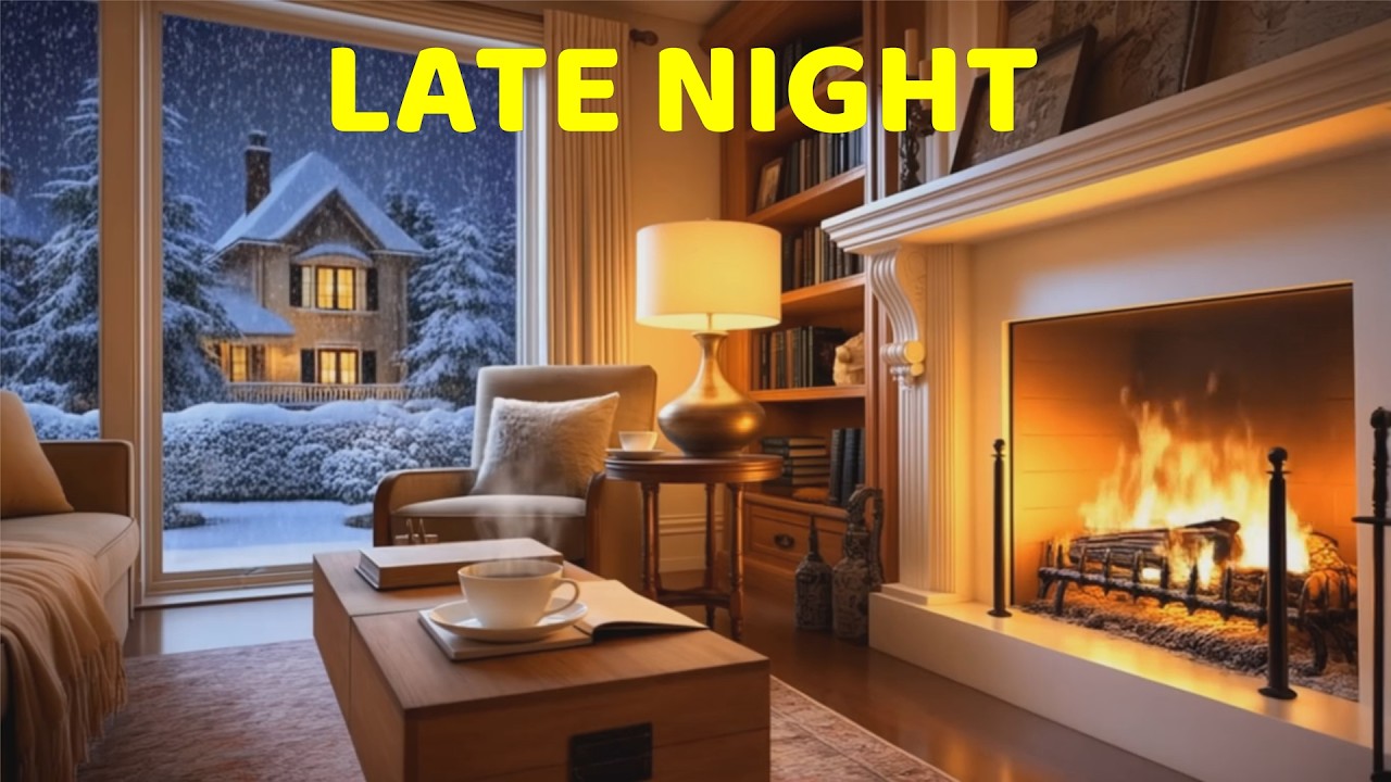 Cozy Winter Cabin Ambience Music a  cup Coffe Hot  ❄️ Winter Night Ambience | Relaxing Jazz