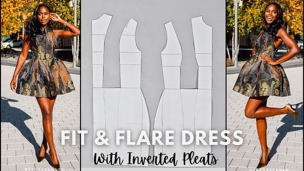 Sewing a Princess line dress with extended Inverted pleats (no waistline seam)