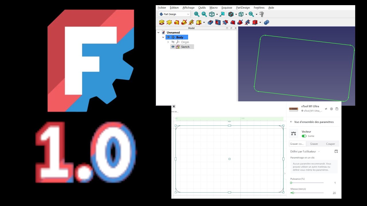 Esquisse : Cotation paramétrique, DXF & Découpe Laser