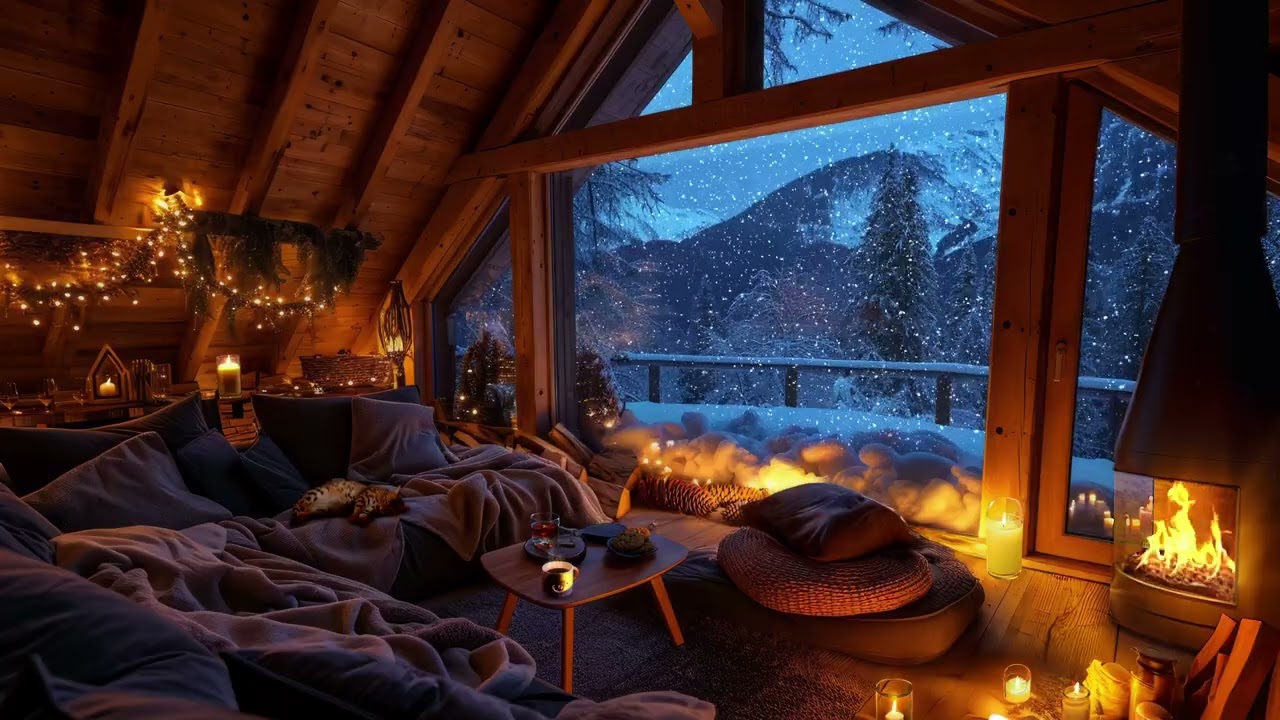 Whispers of Winter - Snowy Retreat with Crackling Fire