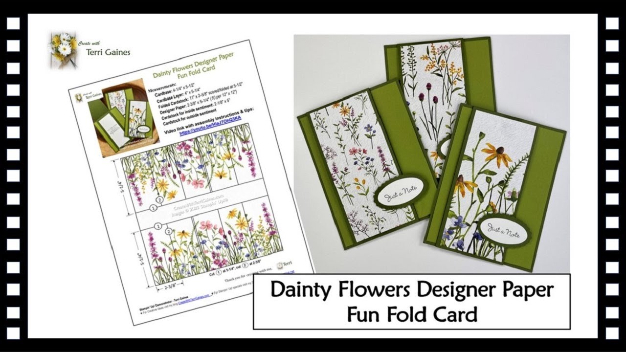 Dainty Flowers Designer Paper Fun Fold Card with Free PDF Download