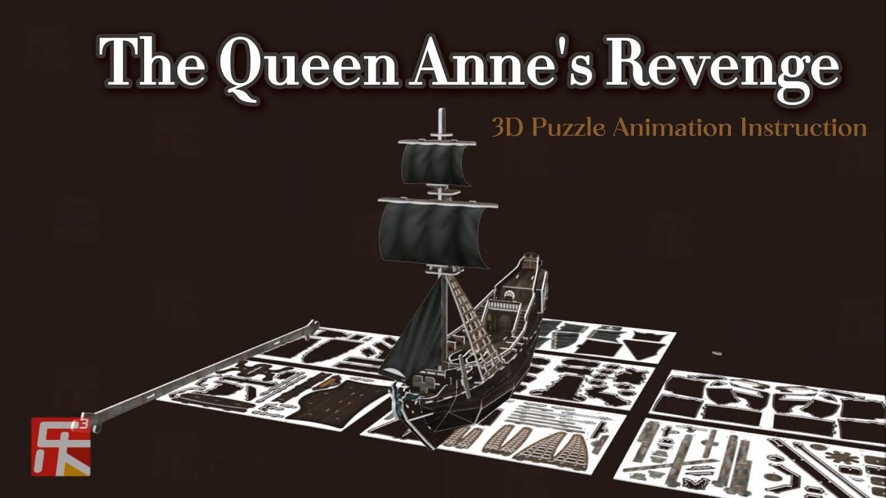 CubicFun The Queen Anne's Revenge 3D Puzzle Ship Animation Build