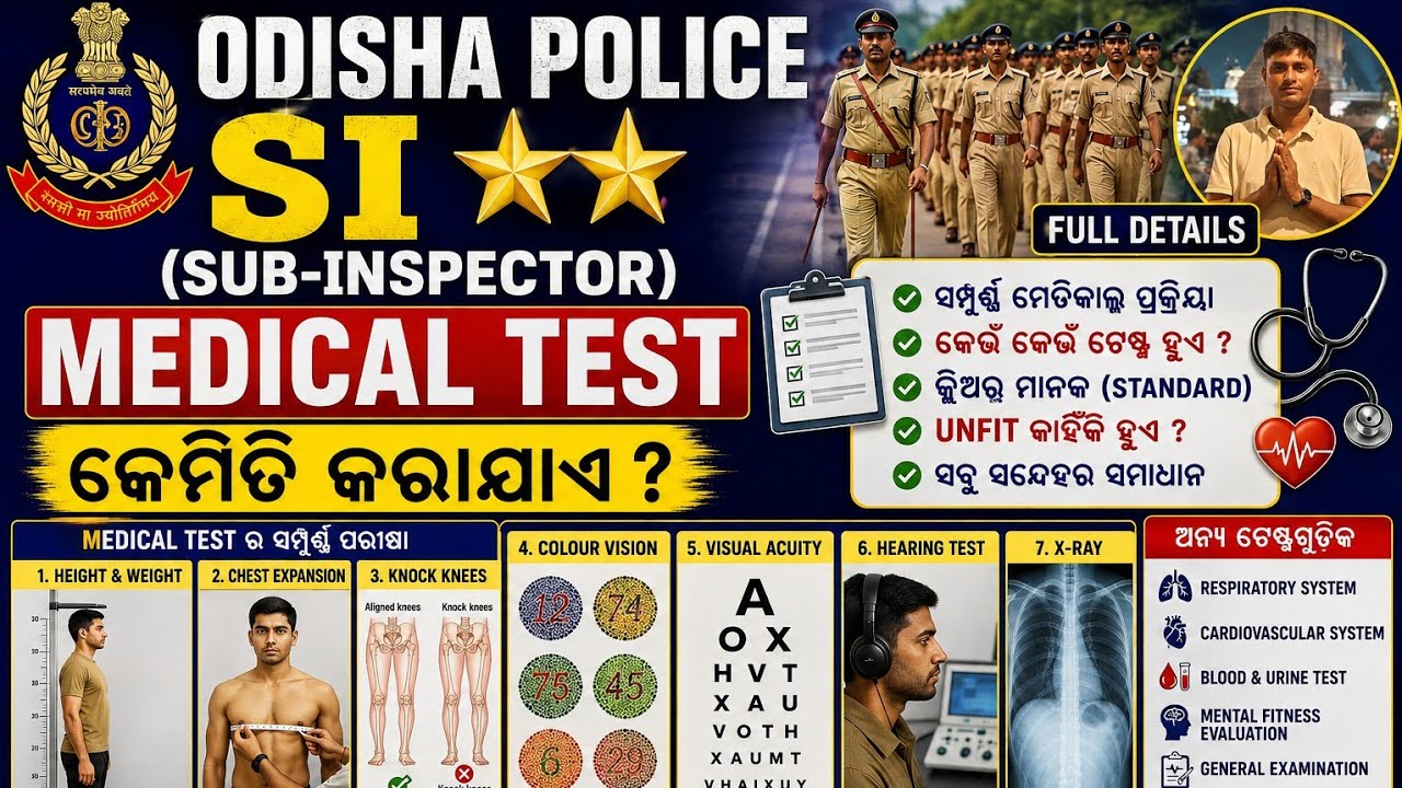 ODISHA POLICE 🚓🚓 SI ⭐⭐ MEDICAL TEST || FULL DETAILS VIDEO || @Sub-inspectorBijaya 
