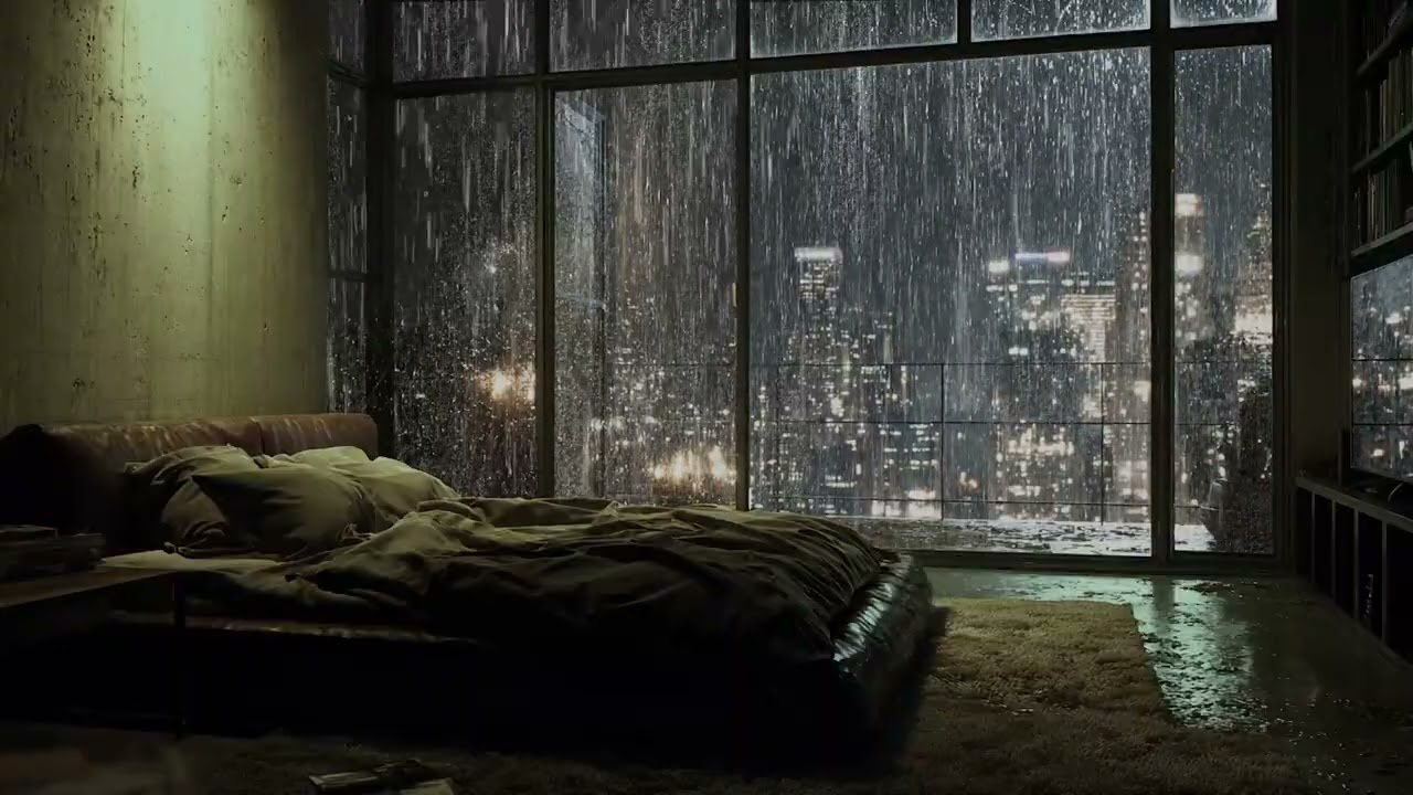 Soft Rain in the Midnight City 🌙 (No Ads) | Dark Bedroom Ambience for Sleep & Calm Nights