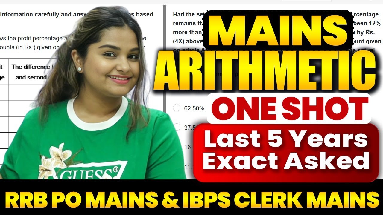 Last 5 Year Asked 50+ Mains Arithmetic One Shot In IBPS CLERK/ RRB PO MAINS 2025-26 | Minakshi Ma'am