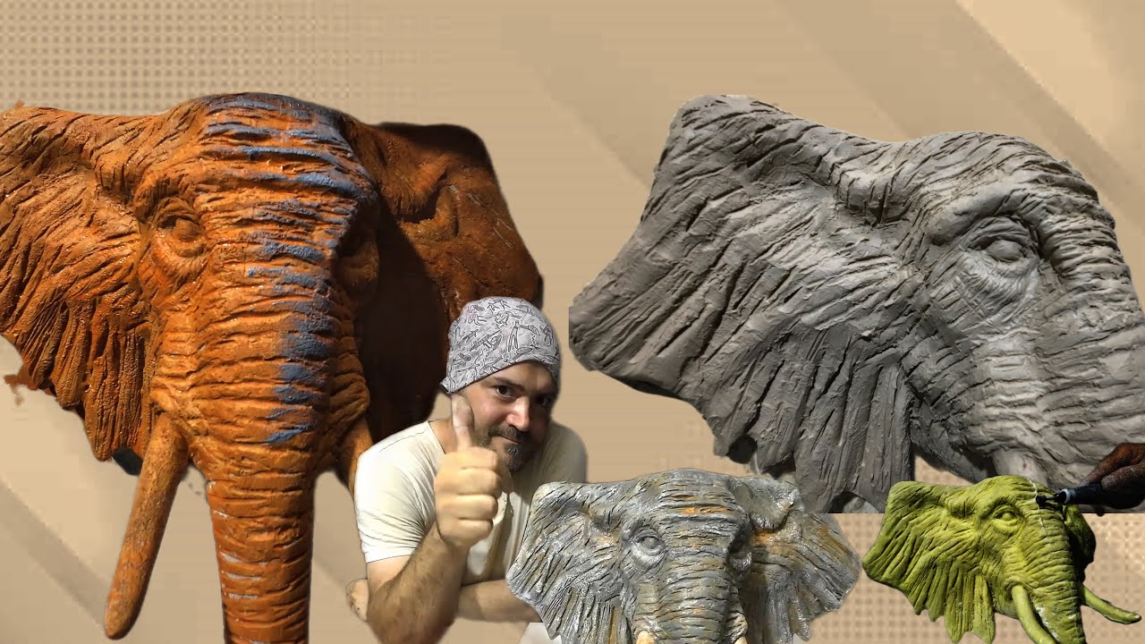 Elephant Head Sculpture | Clay Modeling, Silicone Mold, Resin Casting & Painting