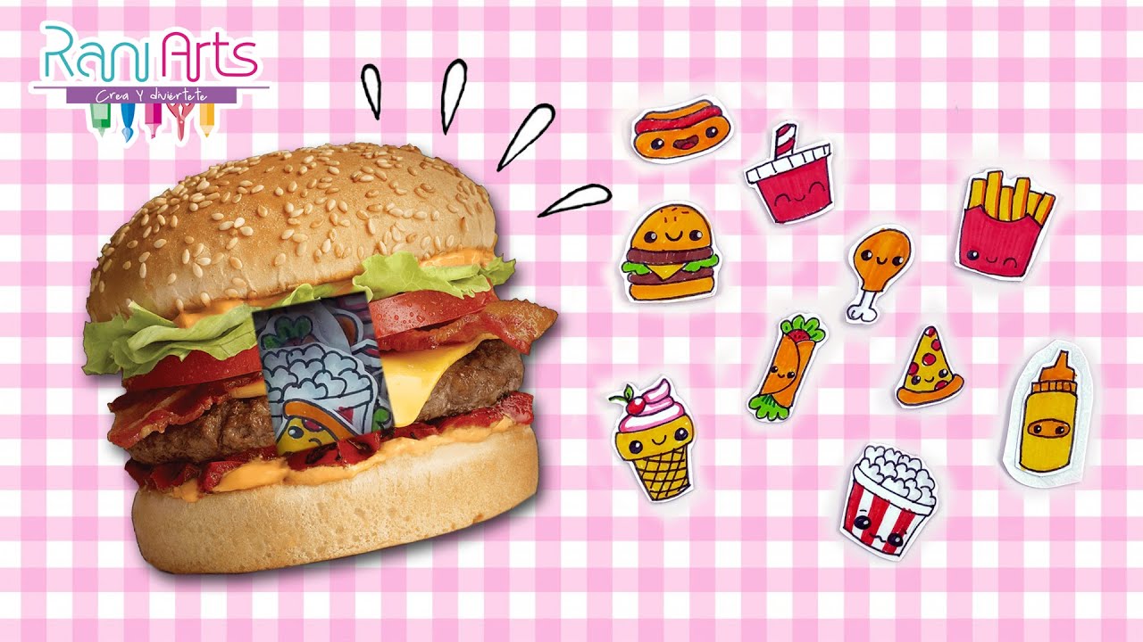 Cómo hacer STICKERS (edición: Comida rápida) DIY - Haz tu propia papelería.