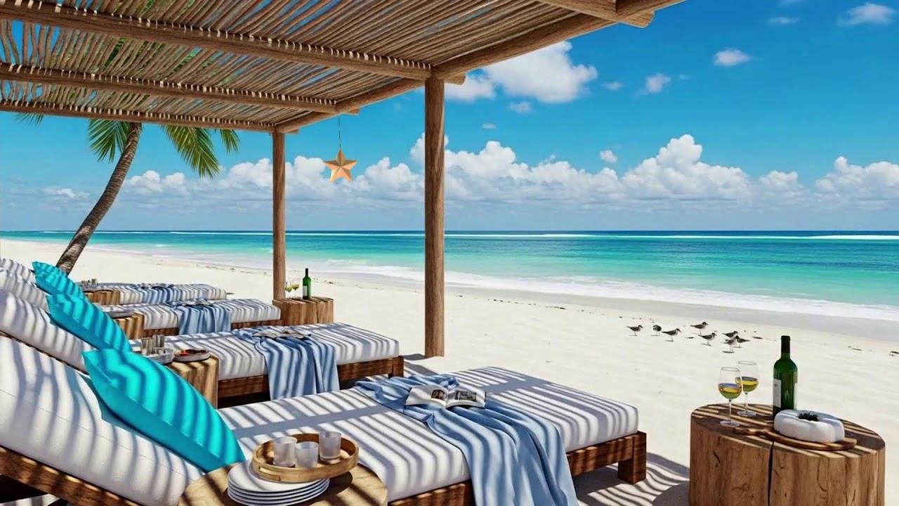 Tropical Outdoor Café Bossa Nova - Calm Beach Jazz Ambience in a Shaded Setting for a Quiet Getaway
