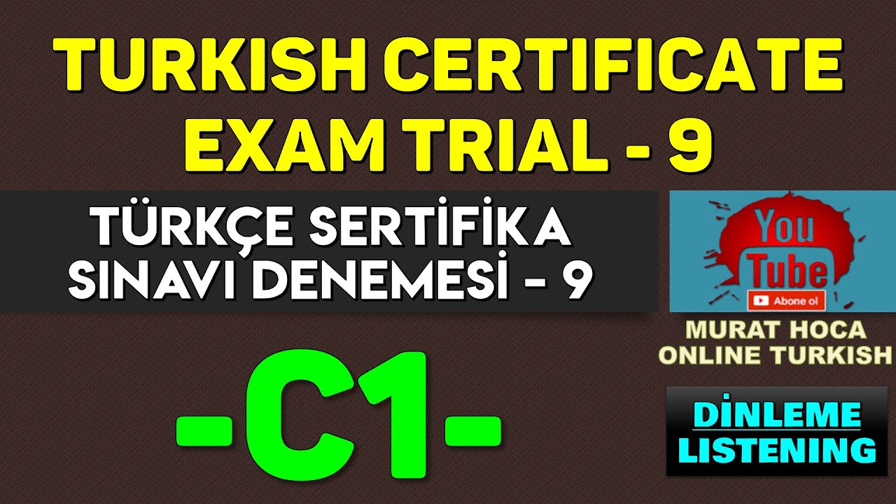 C1 Turkish Certificate Exam - Contact For Turkish Lesson - C1 Türkçe Sertifika Sınavı - TYS - TÖMER