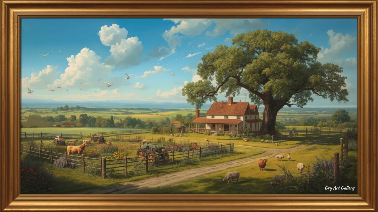 Farmhouse | GRY Music Framed TV Art Screensaver | Artwork for Your Television | 4K Art