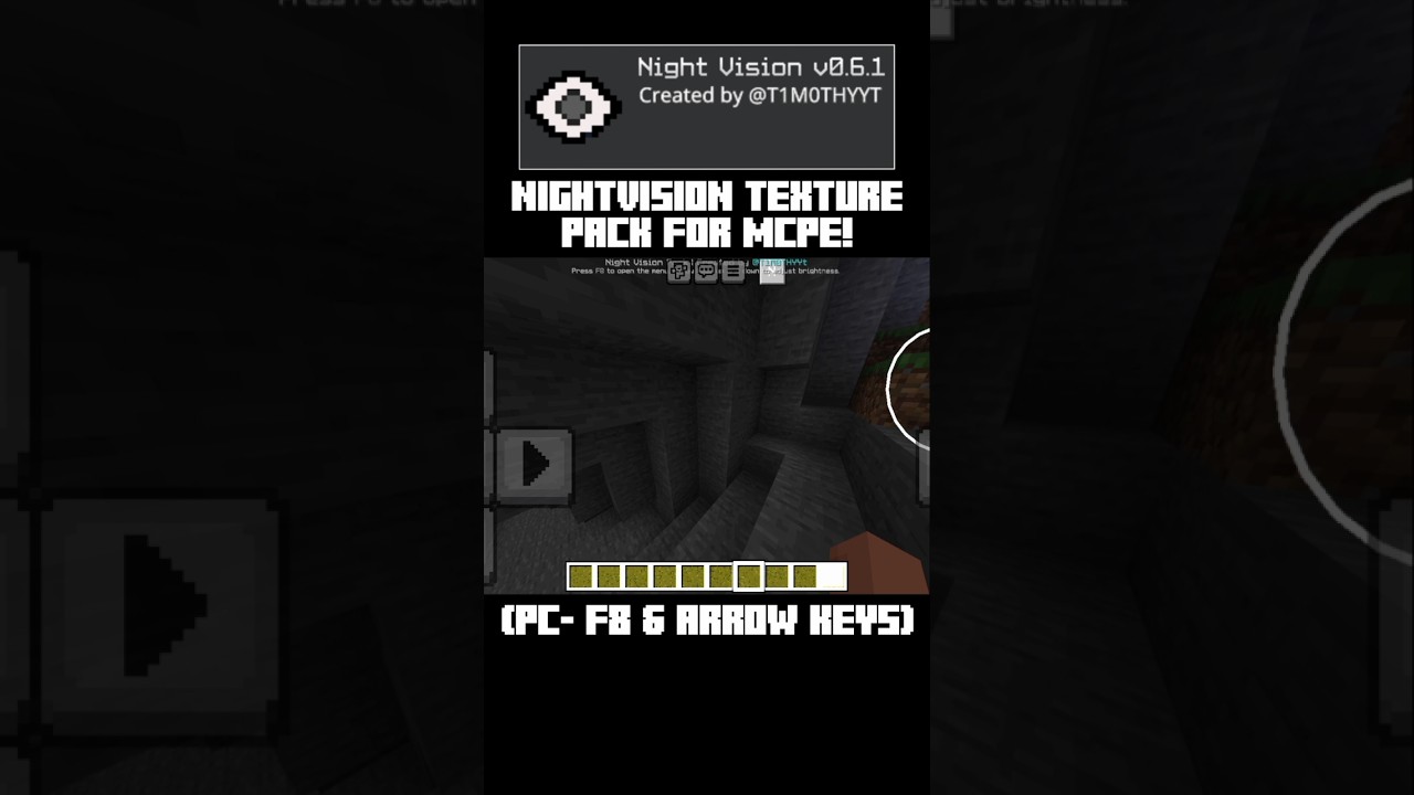 Nightvision/Fullbright For MCPE! (Android, iOS & Windows) #minecraft #texturepack #mcpe #texturepvp