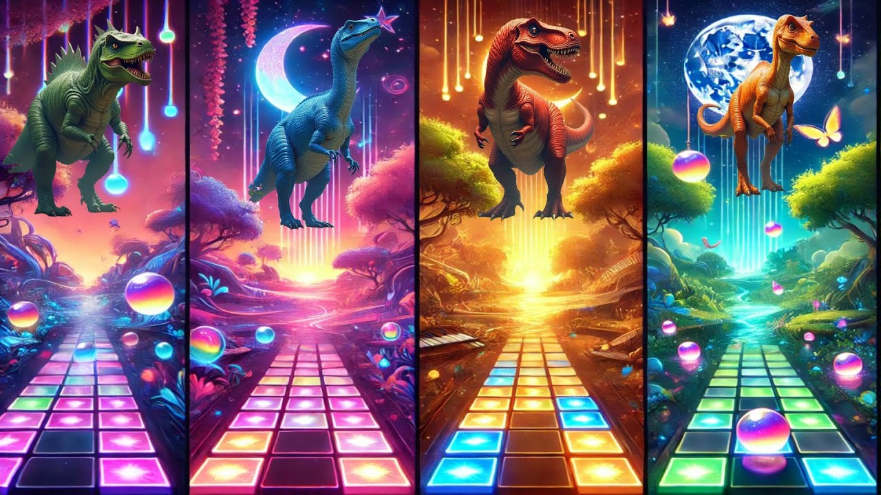 JurassicWorld Mosasaurus 🆚The Jurassic Lego🆚The Tyrannosaurus🆚The Indominus Rex CoffinDance TilesHop