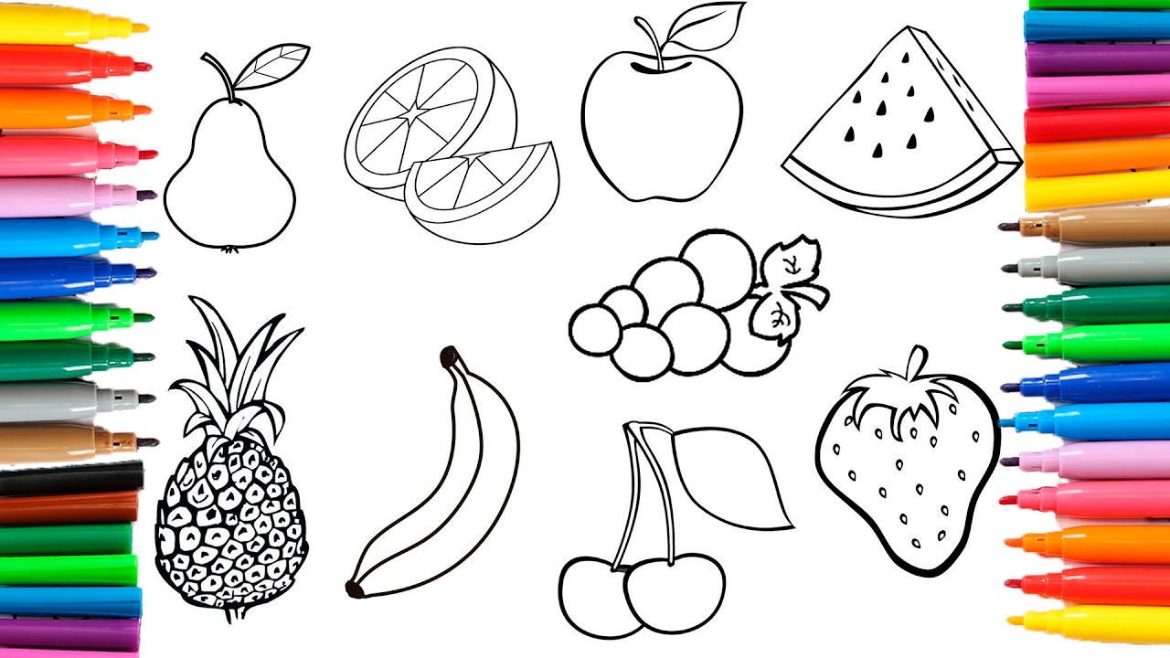 COLOREANDO DIBUJO DE FRUTAS 🎨 Aprender los colores dibujando y coloreando con rotuladores