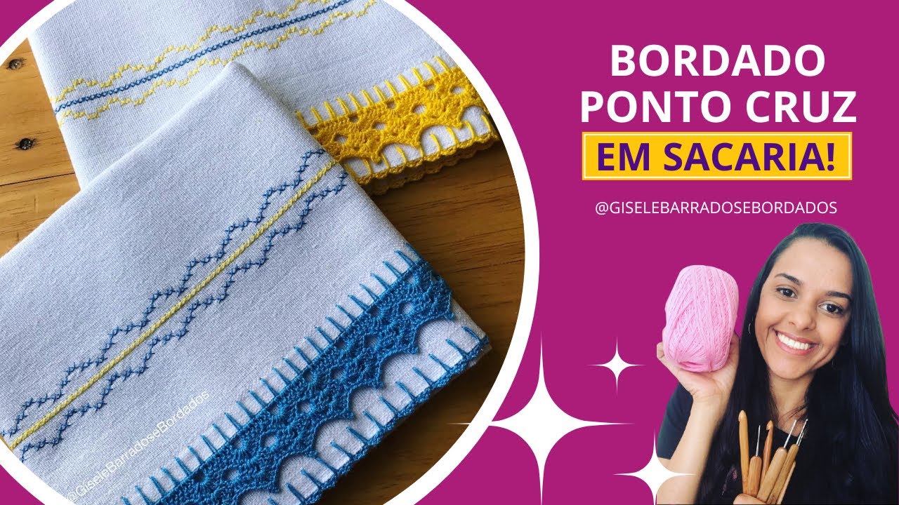 Bordado ponto Cruz em sacaria