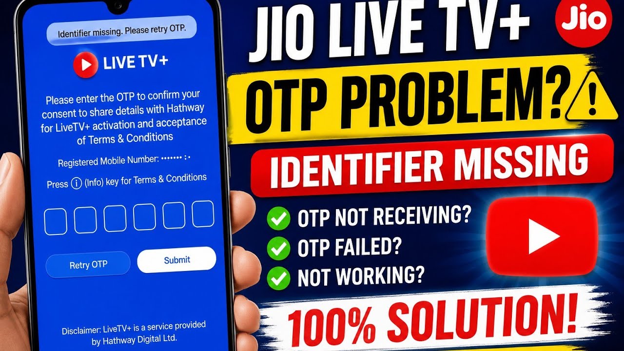 Jio Live TV Plus OTP Problem Fix (2026) | Jio Live TV Plus Not Working | OTP Not Receiving Solution