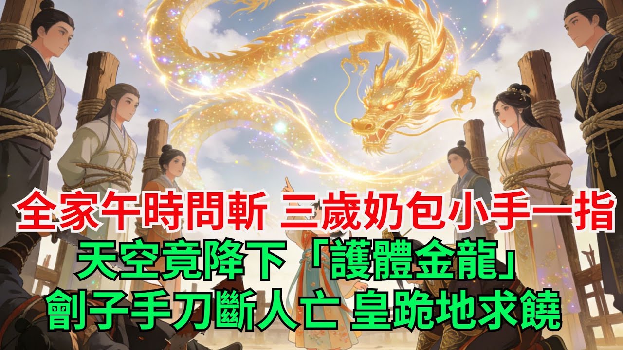 全家午時問斬？三歲奶包小手壹指，天空竟降下「護體金龍」！劊子手刀斷人亡！皇跪地求饒！#穿越#有聲書#爽文#萌娃#團寵