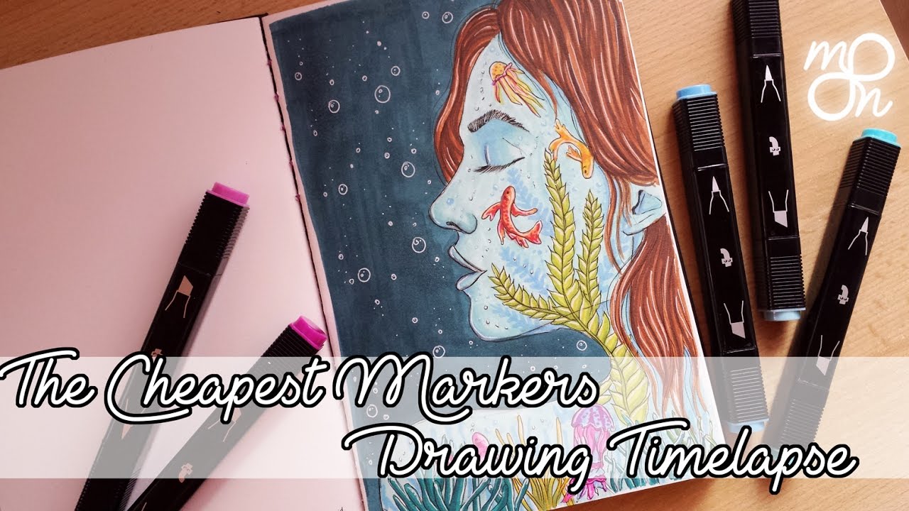 ~The CHEAPEST MARKERS - Drawing SEAMAID with Tiger Twin Markers // MoonArtDreams