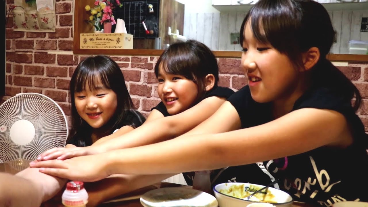 自分たちが獲った栗で栗三昧な夕食三姉妹