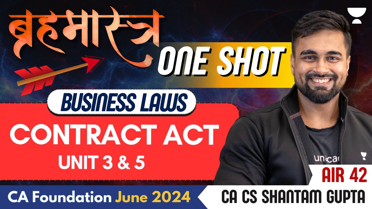Contract Act : Unit 3 & 5 | Business Law One Shot | CA Foundation June 24 | CA CS Shantam Gupta