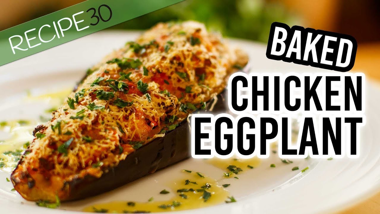 Baked Eggplant with chicken vegetable stuffing