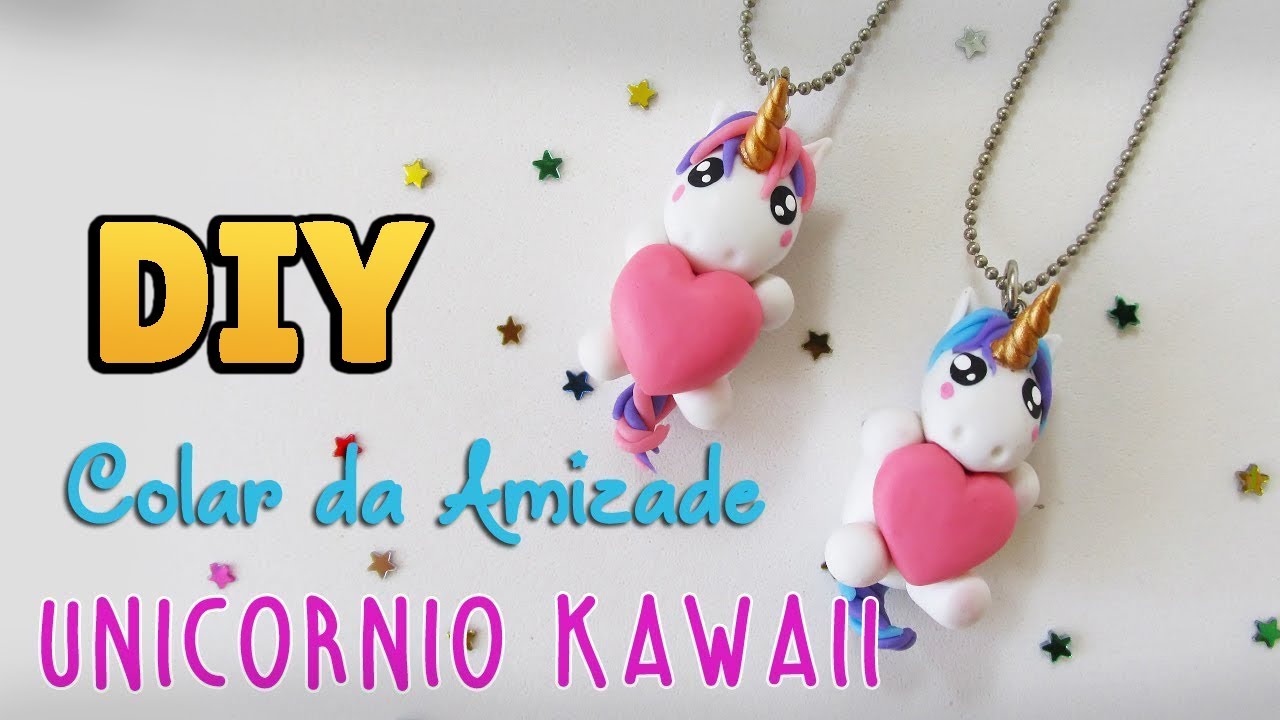DIY: COLAR DA AMIZADE - Pingente UNICÓRNIO KAWAII 🦄 🌈 #diyamizade #diykawaii