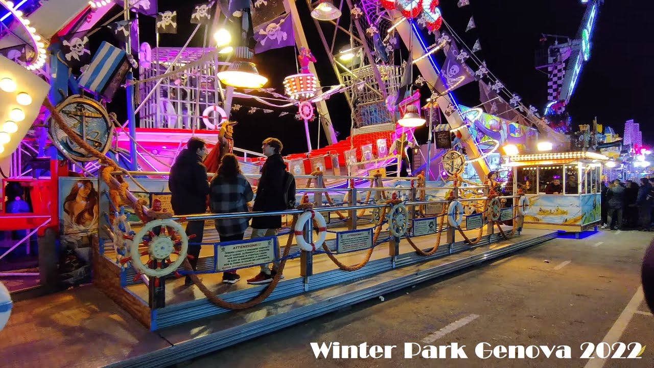 [4K] Walking Tour Winter Park Genova - Il più grande Luna Park D'Europa - 25/12/2022