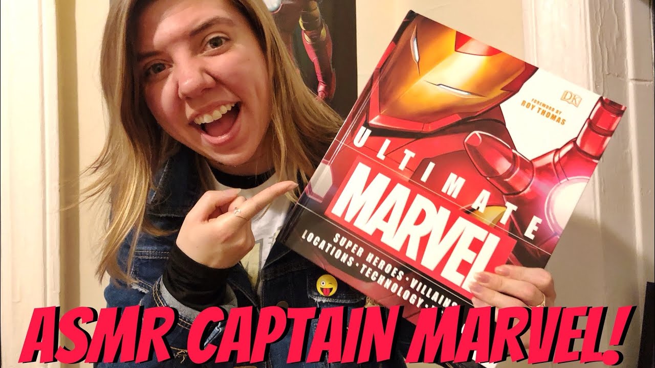 ASMR Gum Chewing, Page Flipping & Whispering -- 💥CAPTAIN MARVEL!💥