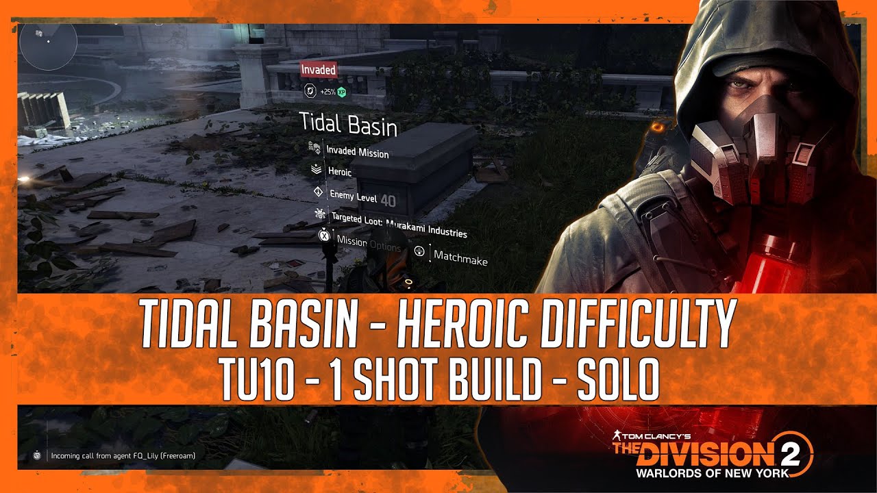 TIDAL BASIN | HEROIC Mission - SOLO | TU10 1 Shot Build | Division 2 Warlords of New York