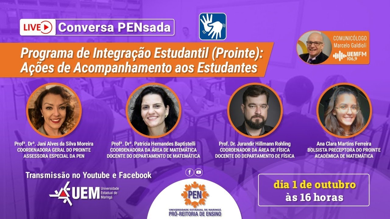 Programa de Integração Estudantil (Prointe): Ações de Acompanhamento aos Estudantes - 01/10 - 16h
