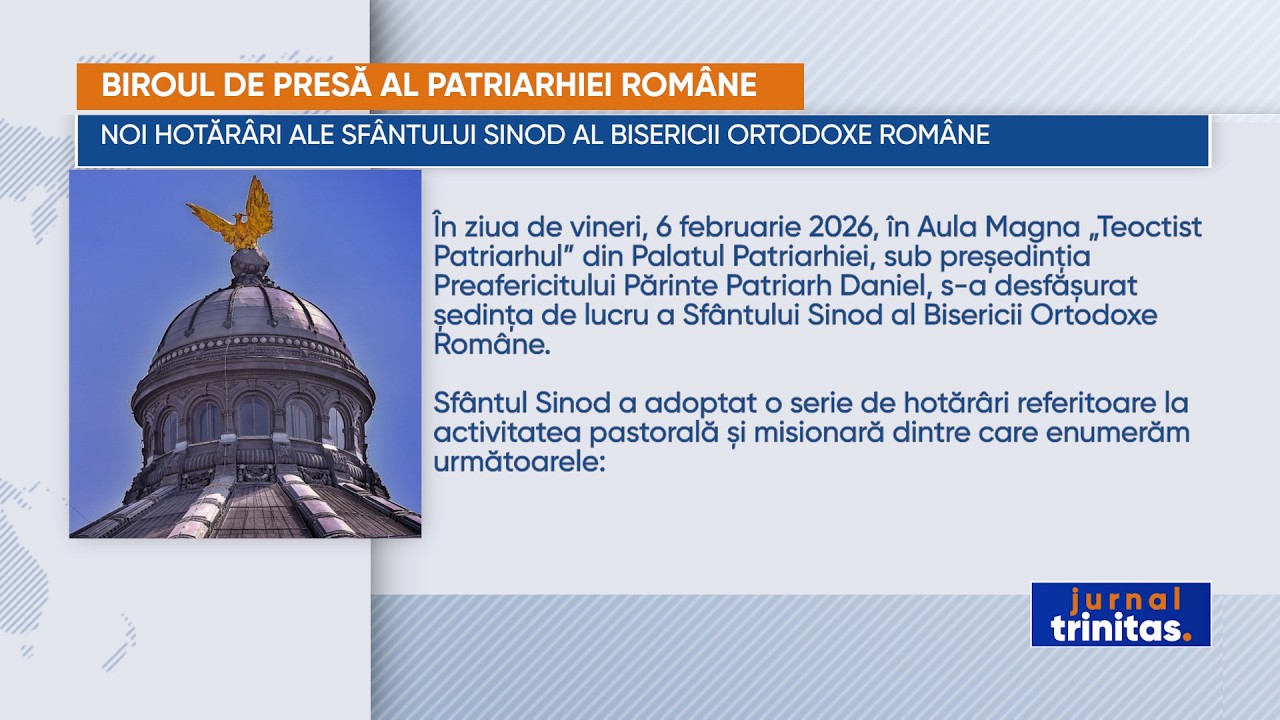 Noi hotărâri ale Sfântului Sinod al Bisericii Ortodoxe Române