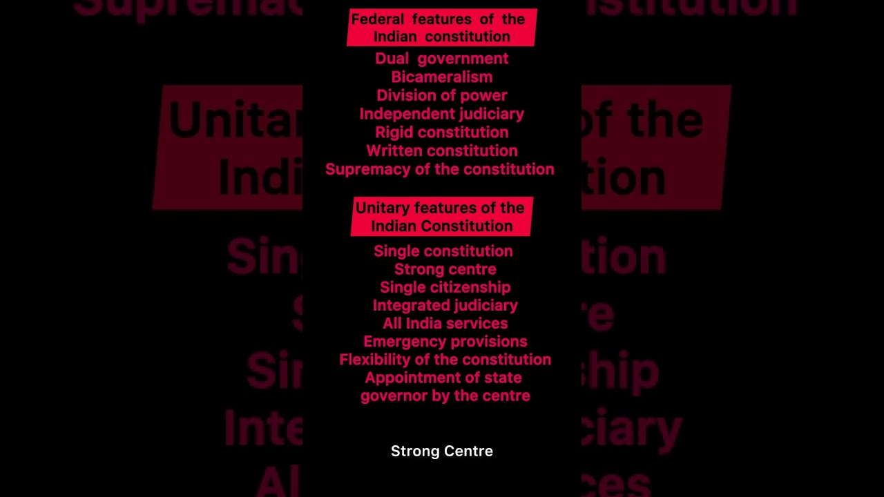 Federal and Unitary features of Indian Constitution |  UPSC  |  Shorts