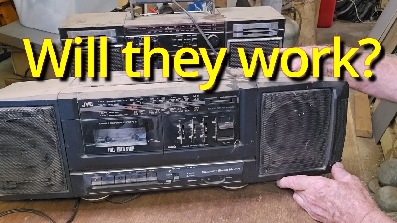 Testing 80s Era Boomboxes & Unboxing Old Trophies! Storage Shed Clean-out Part 159