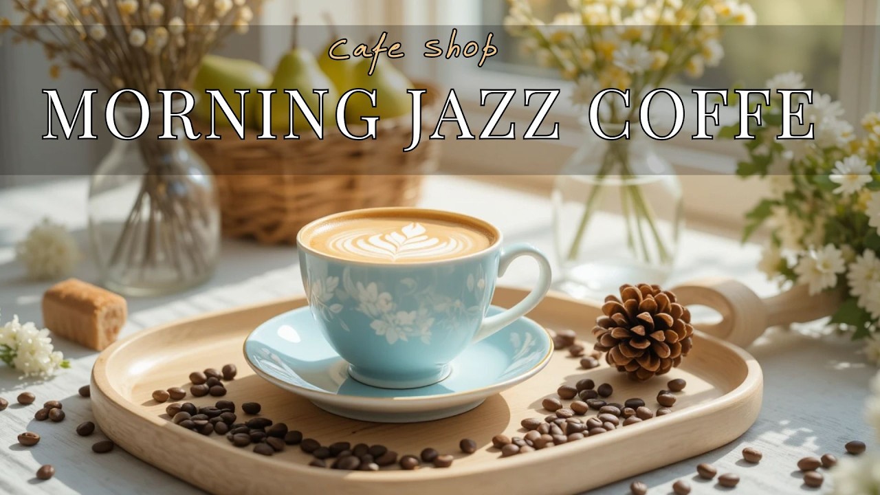 Relaxing Morning Café Ambience ☕ Soft Jazz Music, Fresh Croissants & Cozy Spring Coffee Shop
