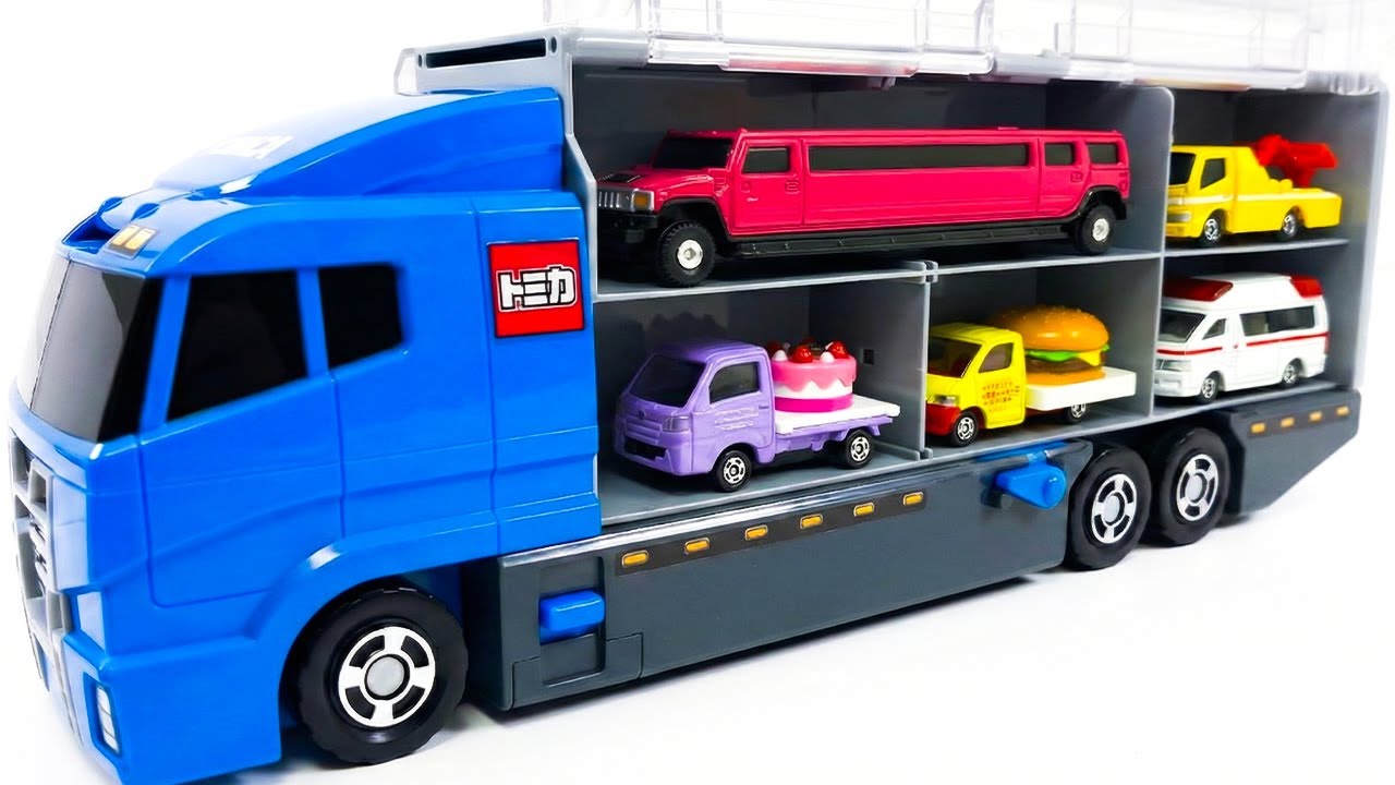 トミカ☆はたらくくるまのトミカのミニカーを開封してコンボイへ収納します☆Unboxing Tomica working car minicars in the convoy