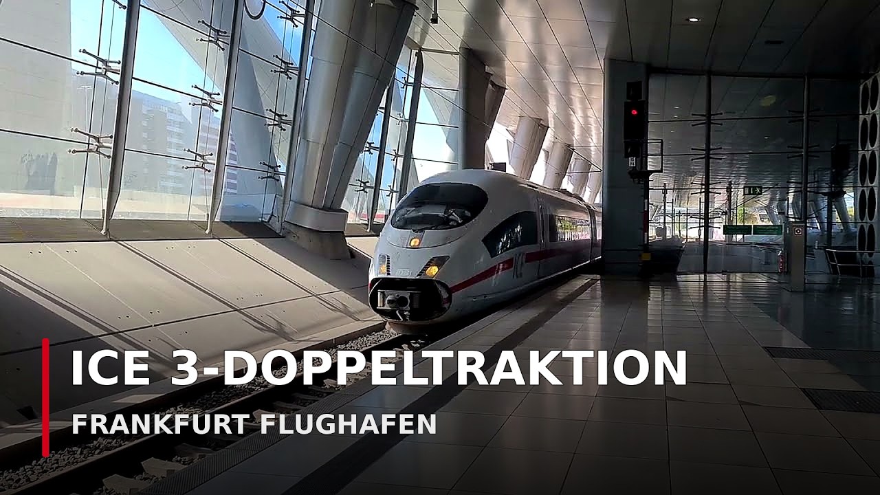 Einfahrt einer ICE 3 Doppeltraktion in Frankfurt Flughafen Fernbahnhof (BR 403)