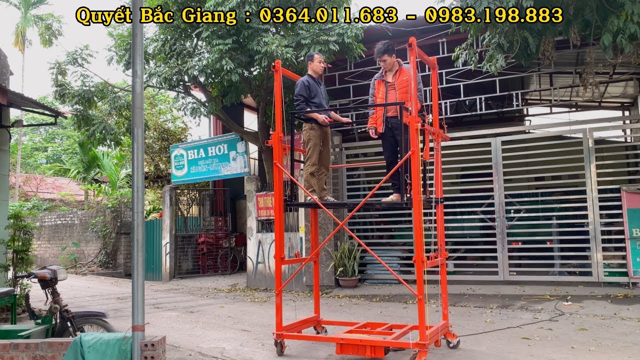 Giàn giáo nâng hạ sd điện 220v || Thiết bị nâng hạ mới nhất 2023