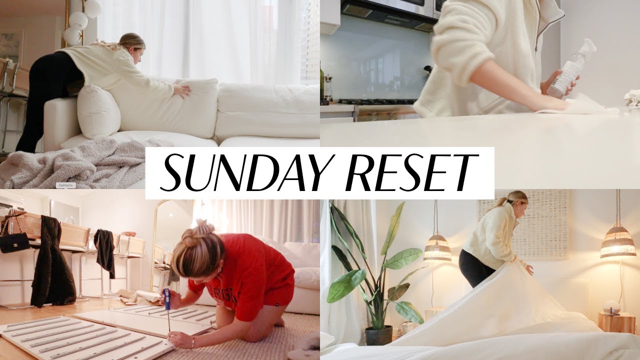 SUNDAY RESET VLOG: deep clean w me, build furniture, cook a healthy meal