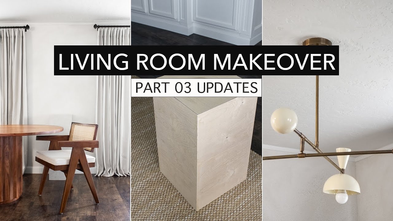 Minimalist Living Room Makeover - DIY pedestal, new lighting, modern furniture