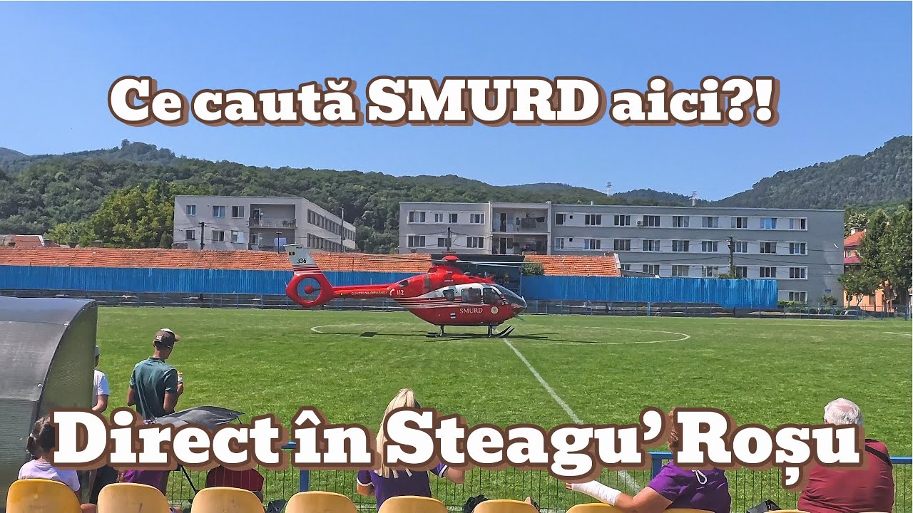 Plimbare prin Brașov și surpriză URIAȘĂ – SMURD aterizează pe terenul de fotbal din Steagu’ Roșu