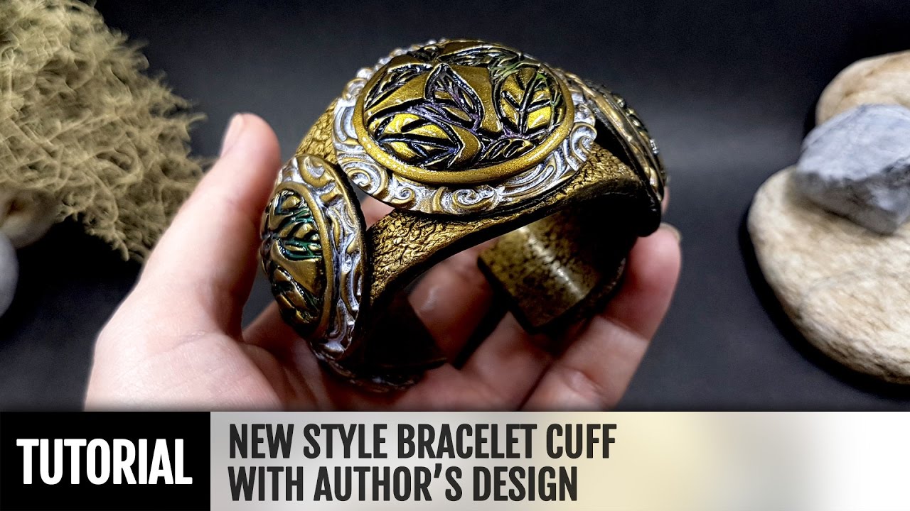 DIY How to make New style Bracelet Cuff - with Author’s Design. Polymer clay Jewelry making