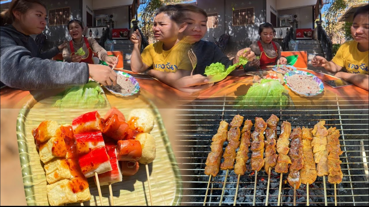 เปิดร้านรอลูกค้า นั่งกินตำดีๆมี￼หนอนจับคอสาวแสง
