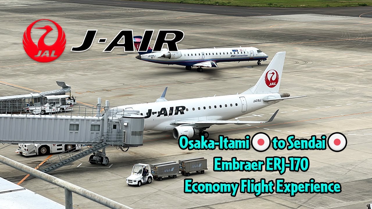 Japan Airlines Embraer 170 Osaka-Itami to Sendai Economy Flight Experience