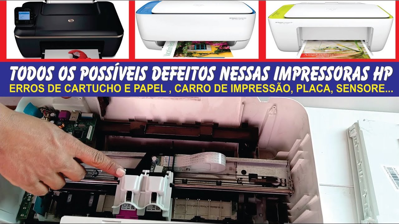 MANUTENÇÃO completa impressoras HP | erros de cartucho, papel, carro de impressão, sensores...
