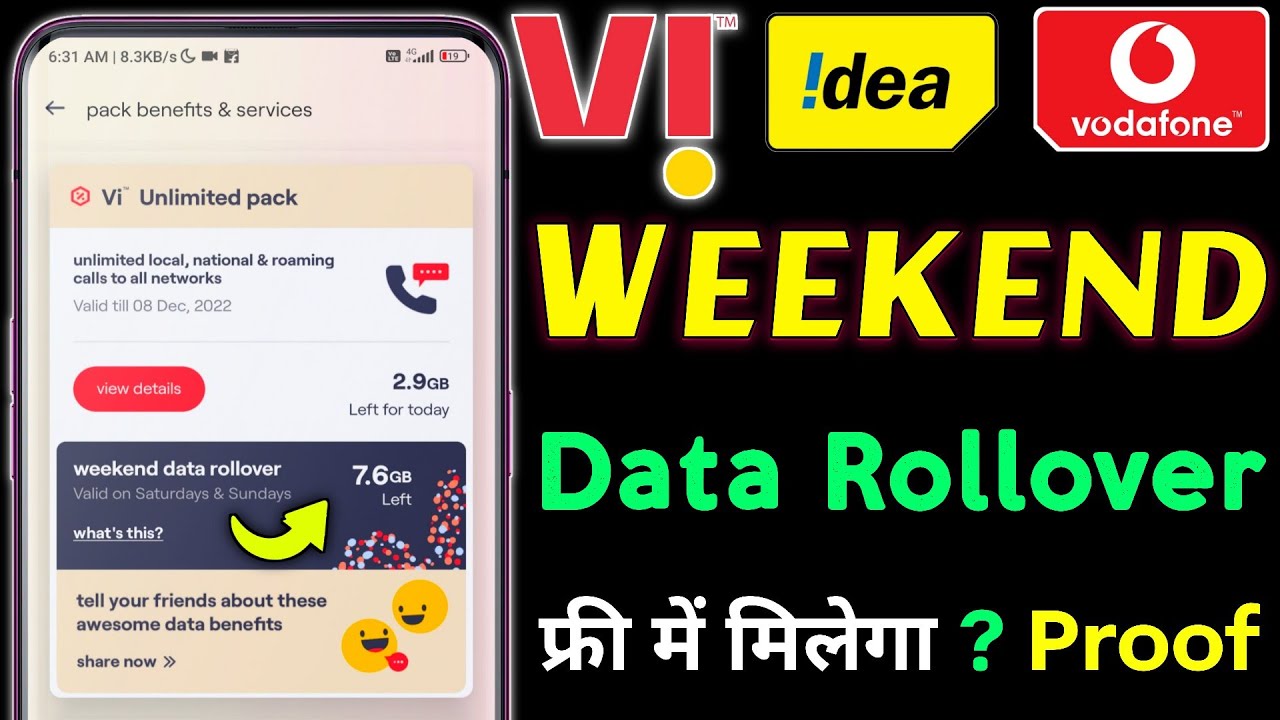 Vi (voda-idea) Weekend Free Data 2022🔥 How To Use Weekend Free Data in vi Sim #vi