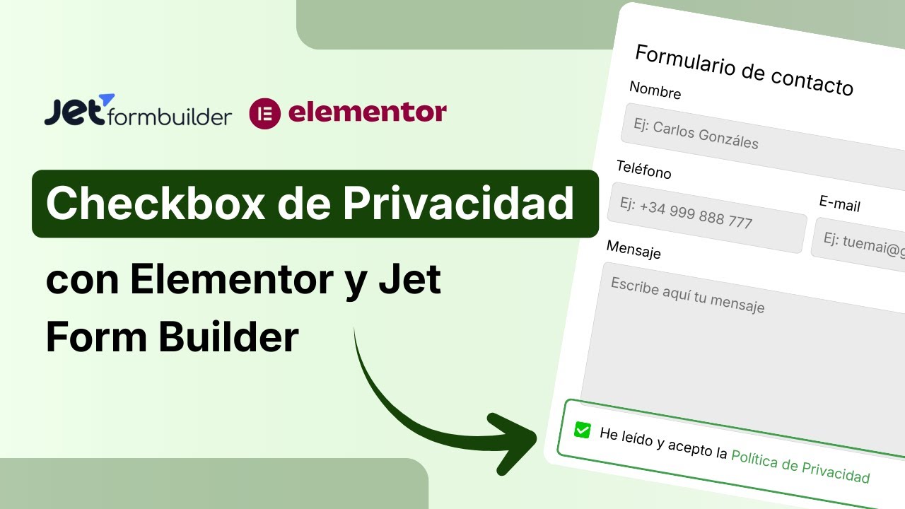 Cómo añadir el checkbox de Políticas de Privacidad en formularios con Elementor y JetEngine