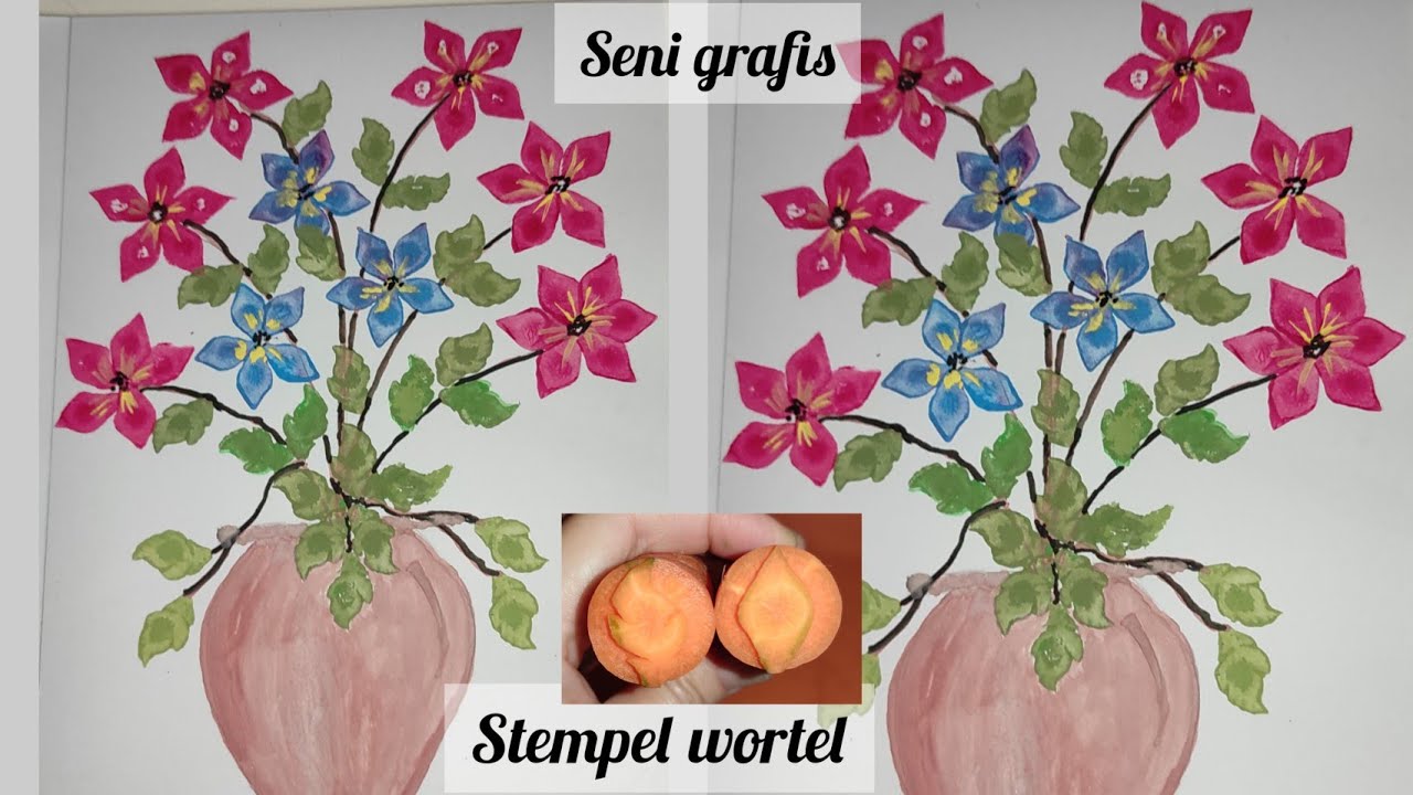 Seni grafis cetak tinggi /Stempel wortel/ Carrot stamping @Bundalena520