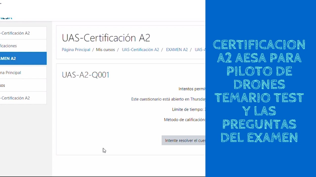 Mis preguntas al examen de AESA para pilto de dron A2 categoria abierta