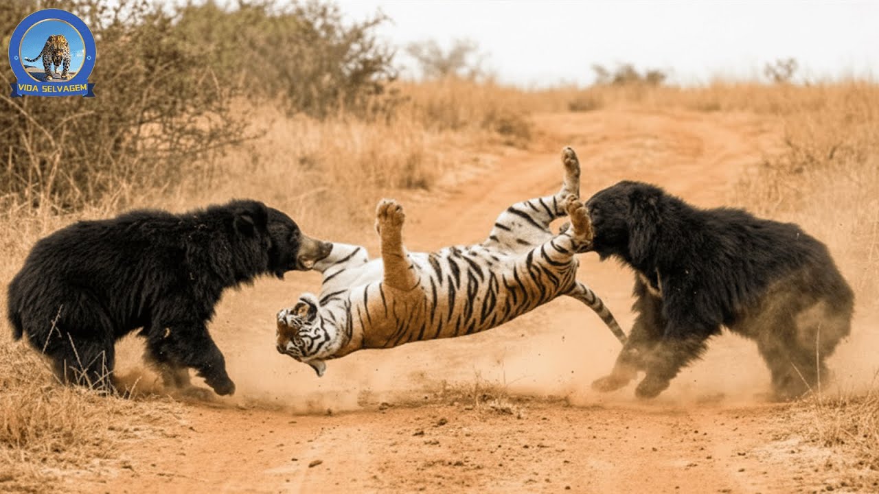 O Confronto Inesperado entre Ursos-Preguiça e um Tigre – Lições de Sobrevivência #animaisselvagens