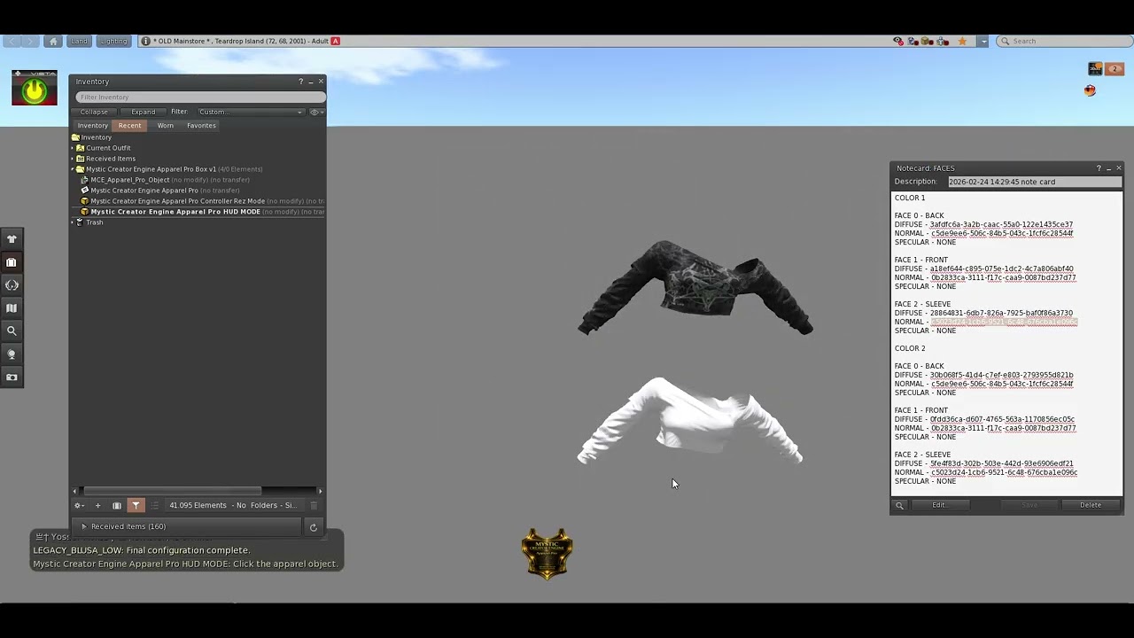 Mystic Creator Engine Apparel Pro Professional Materials Configuration System